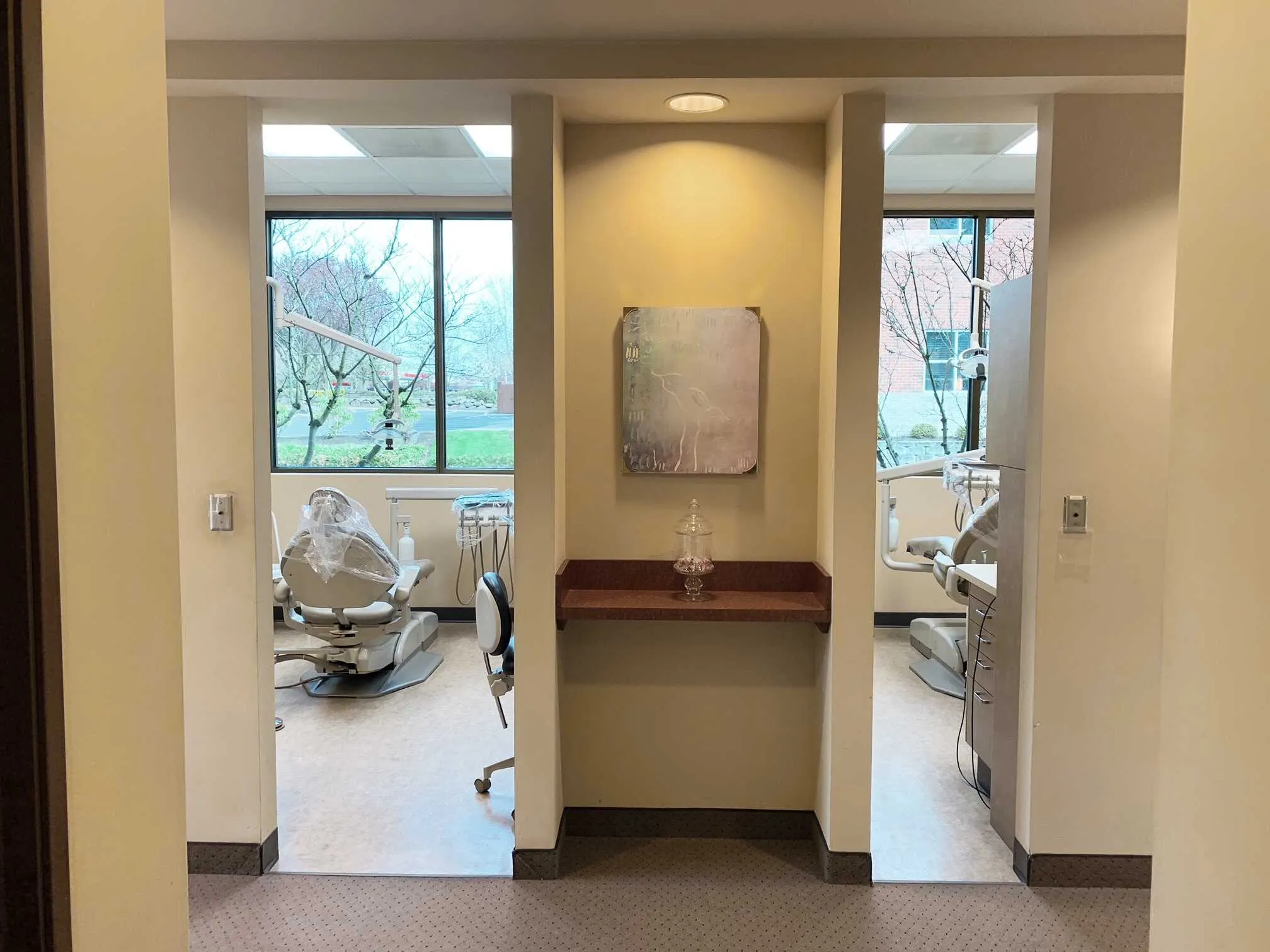 Hallway leading to treatment areas inside the dental office